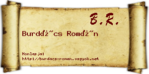 Burdács Román névjegykártya